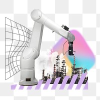 Industrial factory robot png, technology remix, transparent background