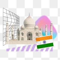 Taj Mahal png, famous tourist attraction, travel remix, transparent background