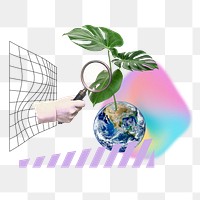 Growing plant globe png, creative environment remix, transparent background