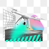 Flying drone png, agriculture technology remix, transparent background