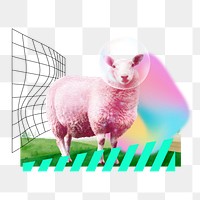 Bubble sheep png, creative livestock animal remix, transparent background