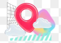 Creative location pin png, 3D remix, transparent background