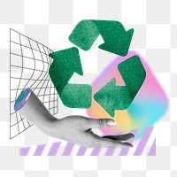 Creative recycling png remix, environment graphics, transparent background