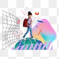 Little student png, creative education remix, transparent background