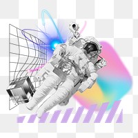 Floating astronaut png, space technology remix, transparent background