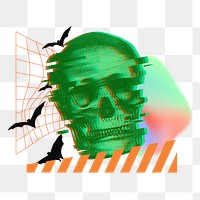 Halloween skull png, creative remix, transparent background