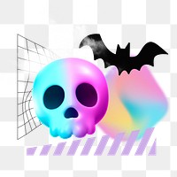 Halloween skull png, creative 3D remix, transparent background