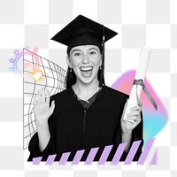 Happy graduate png, creative education remix, transparent background