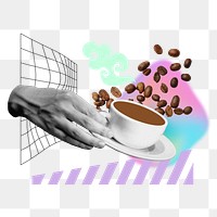 Morning coffee png aesthetic, creative remix, transparent background