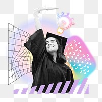 Happy graduate png, creative education remix, transparent background