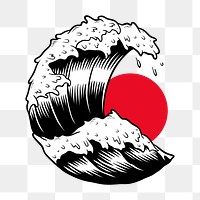 Japanese wave png element, transparent background