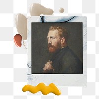 Png Portrait of Van Gogh sticker, John Russell's artwork in instant film transparent background. Remixed by rawpixel.