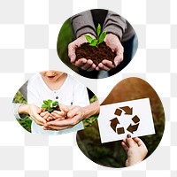 Planting, environmental png badge elements, transparent background