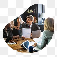 Business meeting png badge element, transparent background