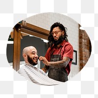 Barber working png badge element, transparent background