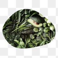 Green vegetables png badge element, transparent background