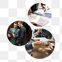 Business meeting png circle badge elements, transparent background