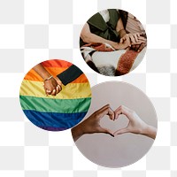 Gay couples png circle badge elements, transparent background