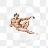 Creation of Adam png sticker, Michelangelo's artwork in bubble transparent background. Remixed by rawpixel.