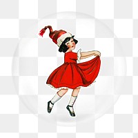 Png dancing little girl Christmas sticker, bubble design transparent background. Remixed by rawpixel.