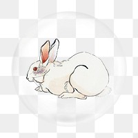 Rabbit png vintage animal sticker, bubble design transparent background. Remixed by rawpixel.