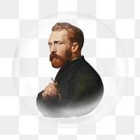 Van Gogh png portrait sticker, John Russell's artwork in bubble transparent background. Remixed by rawpixel.