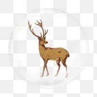 Deer png vintage animal sticker, bubble design transparent background. Remixed by rawpixel.