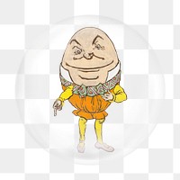 Humpty Dumpty png sticker, Alice’s Adventures in Wonderland by Lewis Carroll character in bubble transparent background. Remixed by rawpixel.