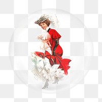 Png Victorian woman in red dress sticker, bubble design transparent background. Remixed by rawpixel.