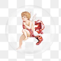 Sitting cherub png sticker, bubble design transparent background. Remixed by rawpixel.