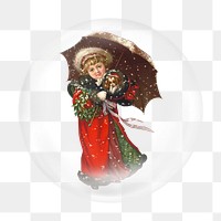 Girl png Christmas wreath sticker,  bubble design transparent background. Remixed by rawpixel.