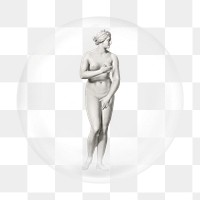 Greek statue png sticker, bubble design transparent background. Remixed by rawpixel.