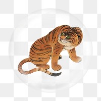 Japanese tiger png sticker, bubble design transparent background. Remixed by rawpixel.