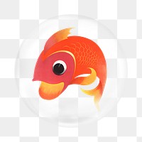 PNG jumping fish cartoon sticker,  bubble design transparent background. Remixed by rawpixel.