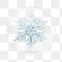 Winter snowflake png sticker,  bubble design transparent background. Remixed by rawpixel.