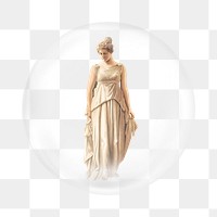 PNG greek woman statue sticker,  bubble design transparent background. Remixed by rawpixel.