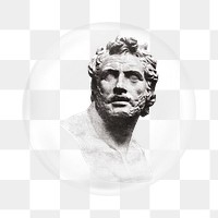 Bust of Patroclus png sticker bubble design transparent background. Remixed by rawpixel.