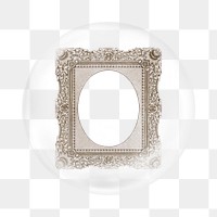 Png Vintage photo frame sticker, bubble design transparent background. Remixed by rawpixel.