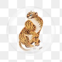 Yuhi's tiger png sticker, bubble design transparent background. Remixed by rawpixel.