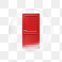 Red panel png door sticker, bubble design transparent background. Remixed by rawpixel.