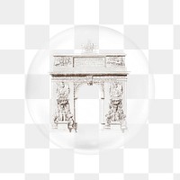 Arc de Triomphe png landmark sticker, bubble design transparent background. Remixed by rawpixel.