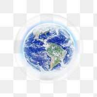 PNG glowing planet earth sticker, bubble design transparent background. Remixed by rawpixel.