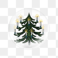 Christmas tree png sticker, vintage illustration in bubble transparent background. Remixed by rawpixel.