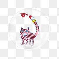 Striped cat png sticker, Lanny Sommese's art in bubble transparent background. Remixed by rawpixel.