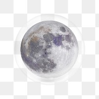 Aesthetic full moon png sticker,  bubble design transparent background. Remixed by rawpixel.