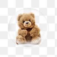 Cute teddy bear png sticker, bubble design transparent background. Remixed by rawpixel.