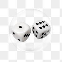 White dice png sticker, bubble design transparent background. Remixed by rawpixel.