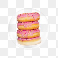 Glazed donut png sticker, bubble design transparent background. Remixed by rawpixel.