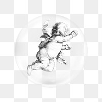 Cherub cupid png sticker, bubble design transparent background. Remixed by rawpixel.