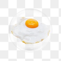 Fried egg png sticker, breakfast food in bubble transparent background. Remixed by rawpixel.